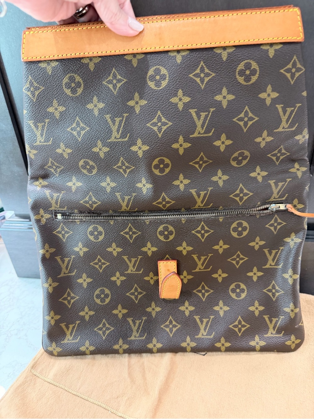 RARE Louis Vuitton Pliant envelope clutch Monogram canvas with tan leather strap - Picture 3 of 8